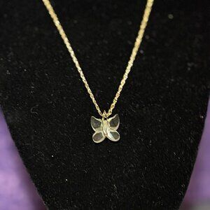 A20 AMWAY CRYSTAL BUTTERFLY PENDANT CHAIN NECKLACE COSTUME SIGNED